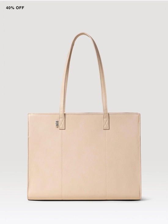 BEIS Handbags - BEIS Blush Beige Leather Tote